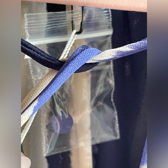 NWT MISA Los Angeles Karlina Blue and Cream Striped Women's Chiffon Mini Dress - Picture 5 of 12